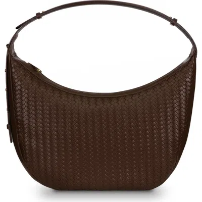 Youzey The Crescent Woven Shoulder Bag In Brown