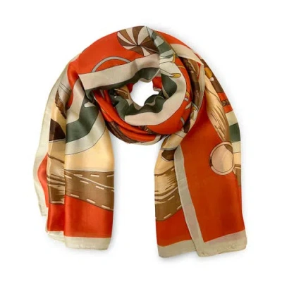 Youzey The Dancer Faux Silk Scarf In Orange