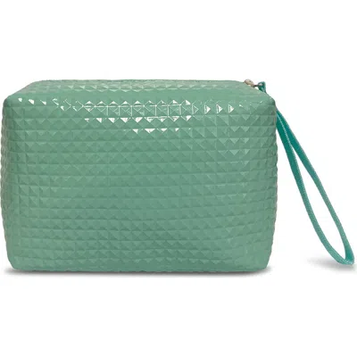 Youzey The Maren Cosmetic Bag Textured Cosmetic Bag With Wristlet In Green