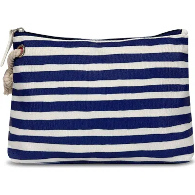 Youzey The Riviera Striped Cosmetic Bag In Blue