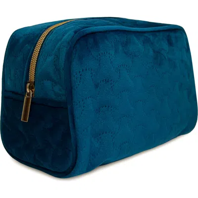 Youzey The Riviera Velvet Cosmetic Case In Blue