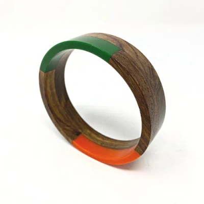 Youzey Tri-tone Stackable Wood Bangle In Multi-color