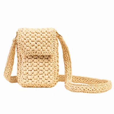Yova Women's Neutrals Raffia Crochet Phone Bag - Natural