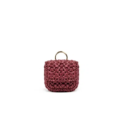 Yova Women's Red Raffia Airpod Case Burgundy