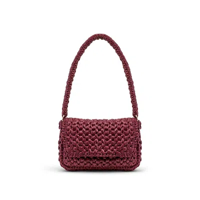 Yova Women's Red Raffia Baguette Bag Burgundy