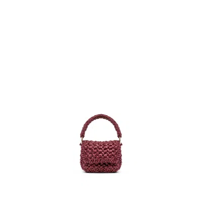 Yova Women's Red Raffia Micro Bag Burgundy