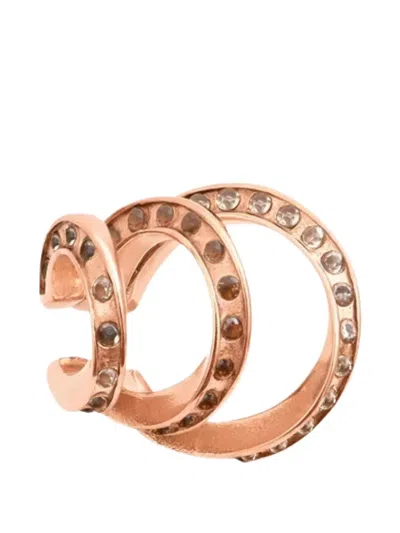 Yparis Star G Coffee Round Ear Cuff In Green