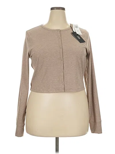 Pre-owned Ypb Long Sleeve Top Tan Keyhole Neckline Tops