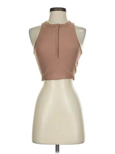 Pre-owned Ypb Tank Top Tan Halter Neckline Tops In Brown