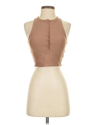 Pre-owned Ypb Tank Top Tan Halter Neckline Tops In Brown