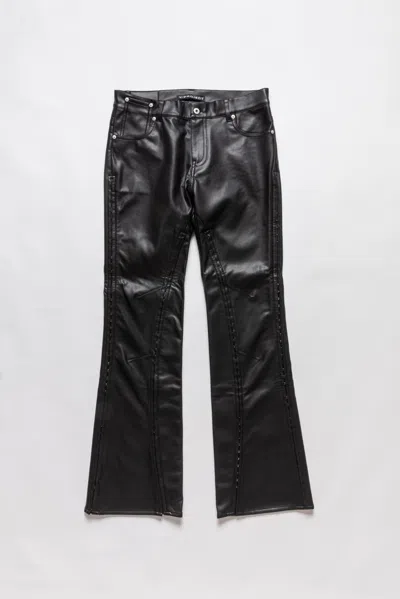 Pre-owned Y/project $760 Yproject Hook And Eye Slim Leather Pants In Black
