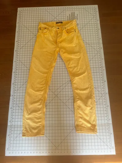 Pre-owned Yproject Acid Wash Double Seam/pocket Jeans In Yellow