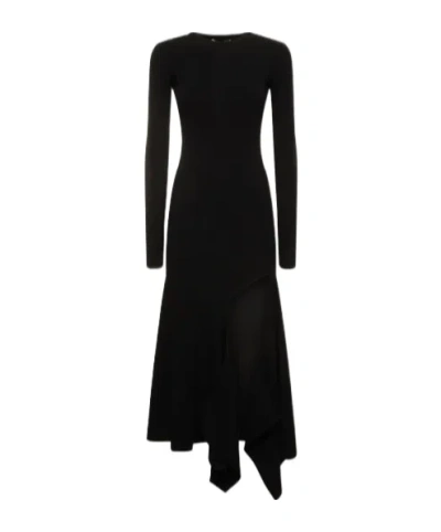 Y/project Asymmetrical Plain Knitted Long-sleeved Dress In Black
