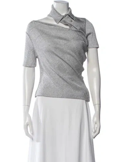 Pre-owned Y/project Asymmetrical Short Sleeve Top In Silver