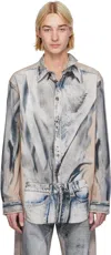 Y/project Beige & Blue Trompe L'oeil Shirt In Beige/blue