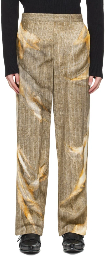 Y/project Beige Printed Trousers In Beige Stripe
