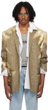 Y/project Beige Sun Bleached Blazer In Beige Stripe