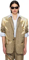 Y/project Beige Sun Bleached Blazer In Beige Stripe