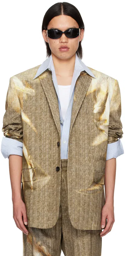 Y/project Beige Sun Bleached Blazer In Beige Stripe