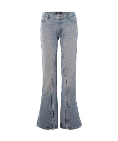 Y/project Belt Ring Denim Trousers In Blue