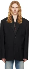 Y/project Black Draped Lapel Blazer In Black