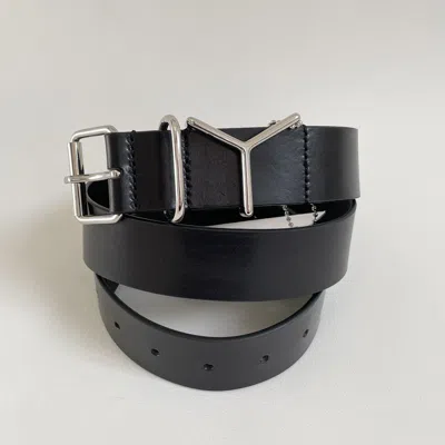 Pre-owned Y/project Black Leather ‘y' Metal Buckle Belt