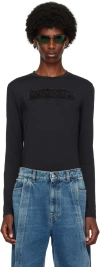 Y/project Black Logo Patch Long Sleeve T-shirt In Black