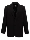 Y/project 'structured Shoulders Logo Embossed Blazer' In Black