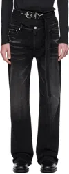 Y/project Black Wrap Belt Jeans In Faded Black