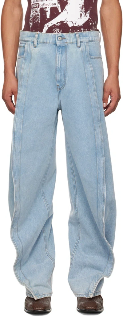 Y/project Blue Banana Jeans In Evergreen Ice Blue