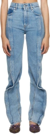 Y/project Blue Banana Jeans In Heavy Sw Blue