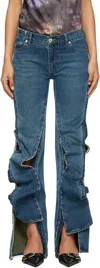 Y/project Blue Hook And Eye Slim Jeans In Evergreen Vintage Bl