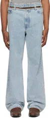 Y/project Blue Y Belt Jeans In Evergreen Ice Blue