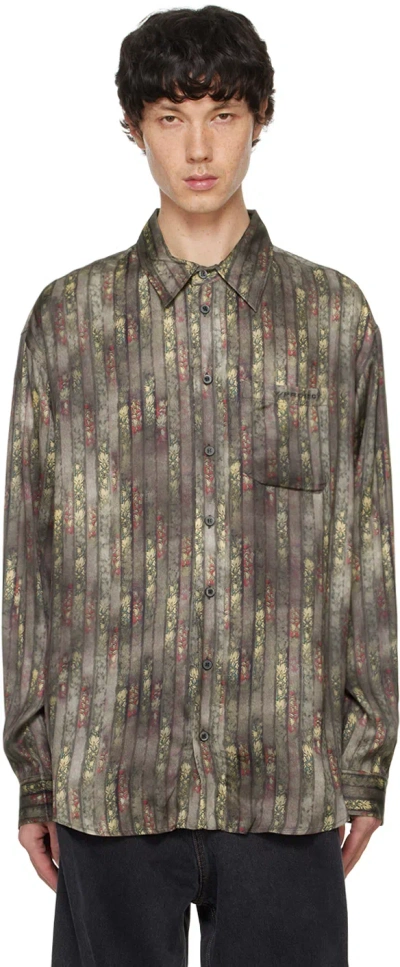 Y/project Brown Faded Floral Stripe Long Sleeve Shirt