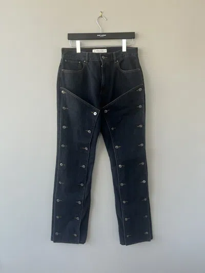Pre-owned Yproject Button-panel Evergreen Jeans In Indigo