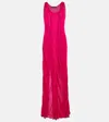 Y/project Chiffon Maxi Dress In Fucsia