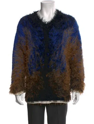 Pre-owned Y/project Colorblock Pattern Scoop Neck Pullover In Blue