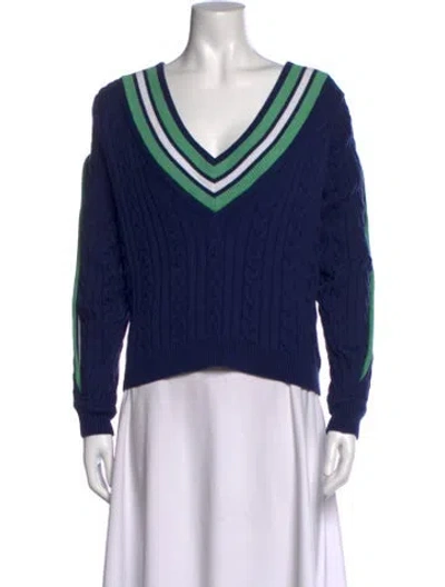 Pre-owned Y/project Colorblock Pattern V-neck Sweater In Blue