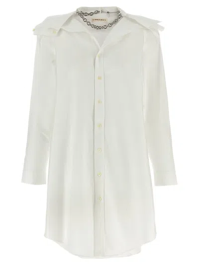 Y/project Cotton Oxford Chemisier Dress In White