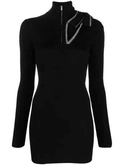 Y/project Mini Knit Dress With Half Zip For Women In Black