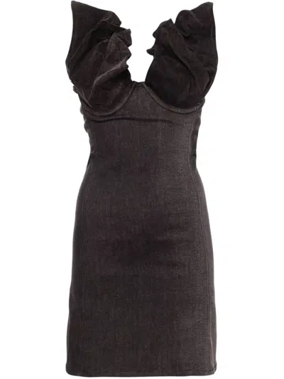Y/project Denim Mini Dress In Black