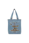 Y/project Denim Tote Bag With Paris Best Patch Blue In Blue