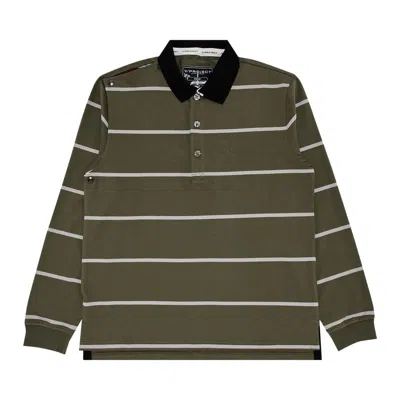Pre-owned Y/project Double Collar Snap Off Rugby Polo 'khaki/red/black' | Green | Men's Size L