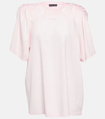 Y/project Embroidered Cotton Top In Pink