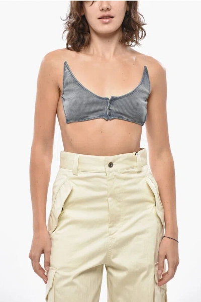 Y/project Faded Effect Bralette Top With Invisible Straps And Open Bac In Gray