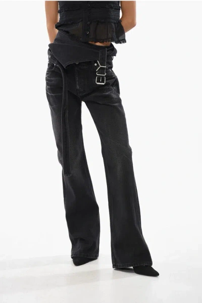 Y/project Faded Effect Jeans With Wrap Belt 23cm In Black