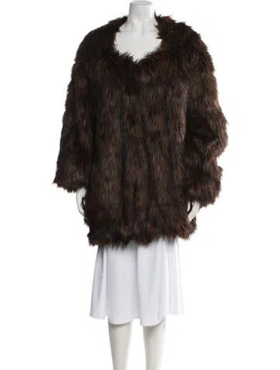 Pre-owned Y/project Faux Fur Mini Dress In Brown