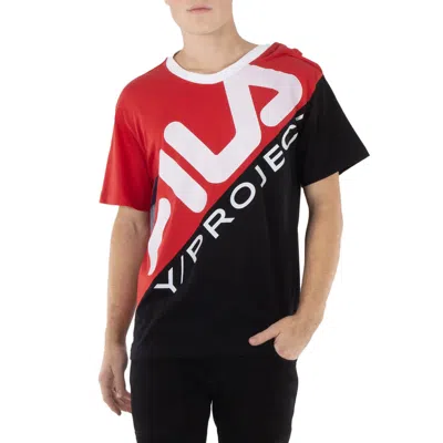 Y/project Fila Clip Shoulder Cotton T-shirt In Black