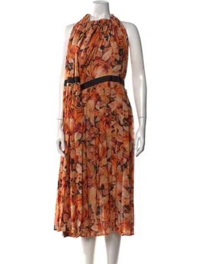 Pre-owned Y/project Floral Print Midi Length Dress W/ Tags In Orange