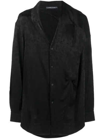 Y/project Floral-print Satin Shirt In Black
